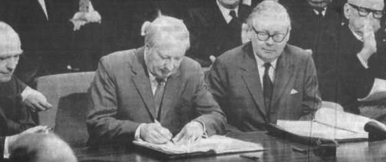 Edward Heath signing British up for the EEC. Heath, a constitutional lawyer, knew exactly what he was doing.