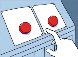 Conflicting stimuli: The buttons meme, illustrated by Jake Clark