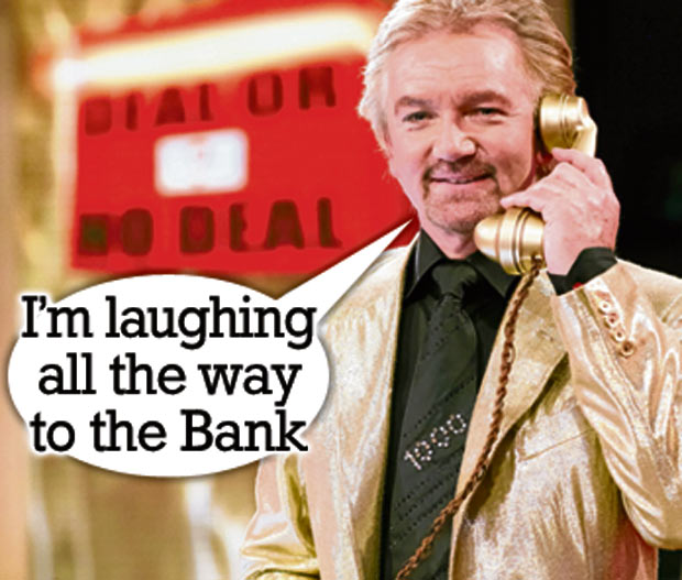 Image courtesy of the Sun newspaper, 17/11/2013. Noel Edmonds laughs all the way to the bank
