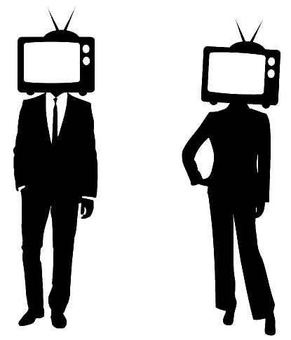 People with their heads full of television