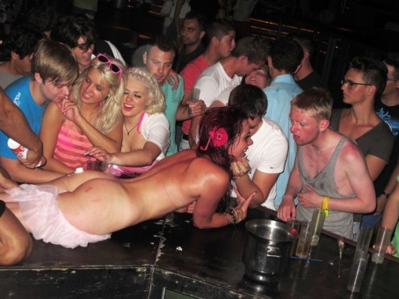 British tourists getting drunk and naked