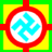 Heretical icon featuring a reverse swastika