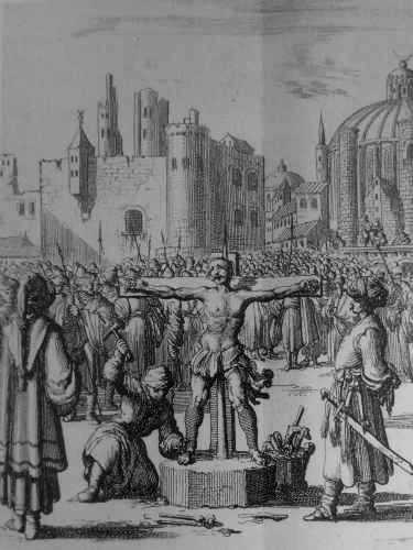 Public crucifixion of a white slave