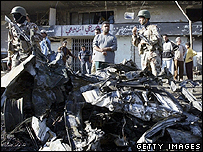 Aftermath of a suicide bombing in Iraq