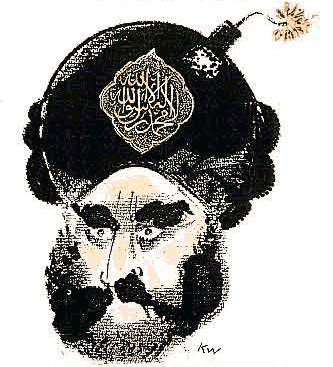 Muhammad with a bomb as turban